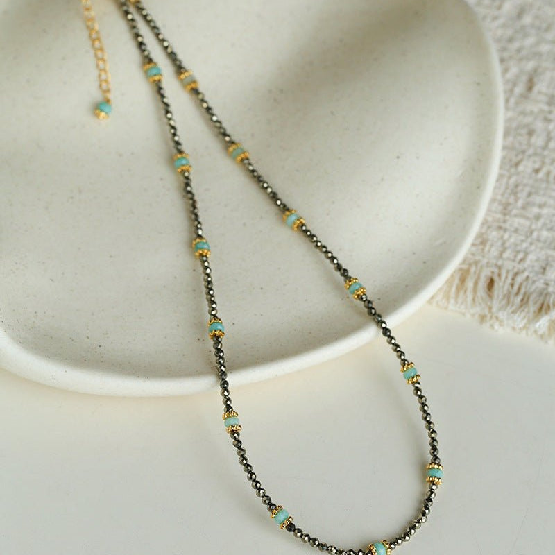 Amazonite & Pyrite Beaded Necklace - floysun