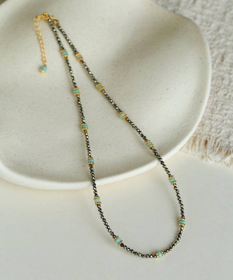 Amazonite & Pyrite Beaded Necklace - floysun
