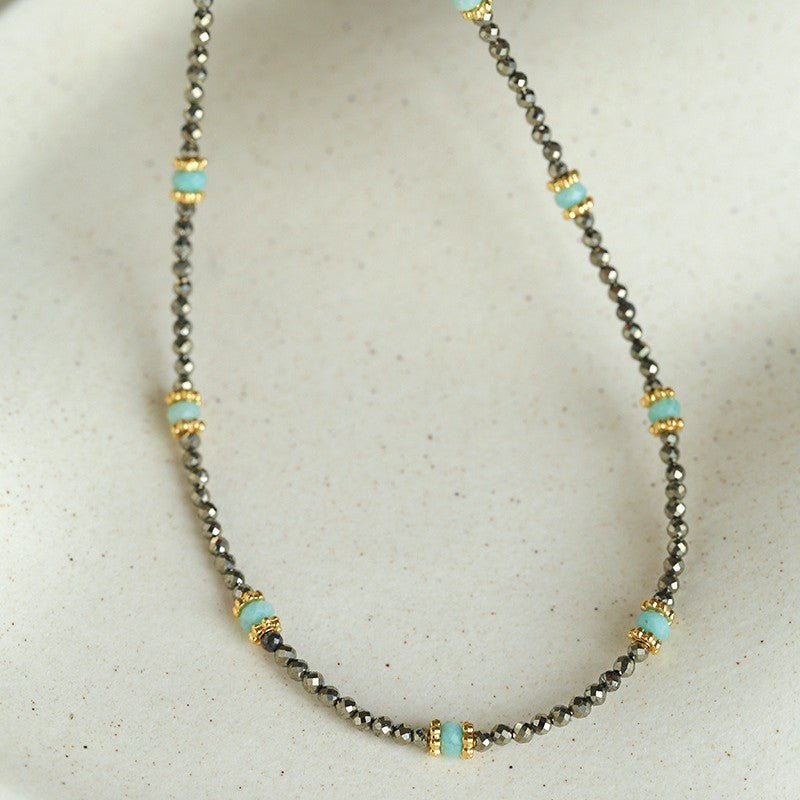 Amazonite & Pyrite Beaded Necklace - floysun