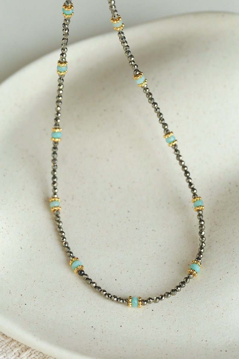 Amazonite & Pyrite Beaded Necklace - floysun