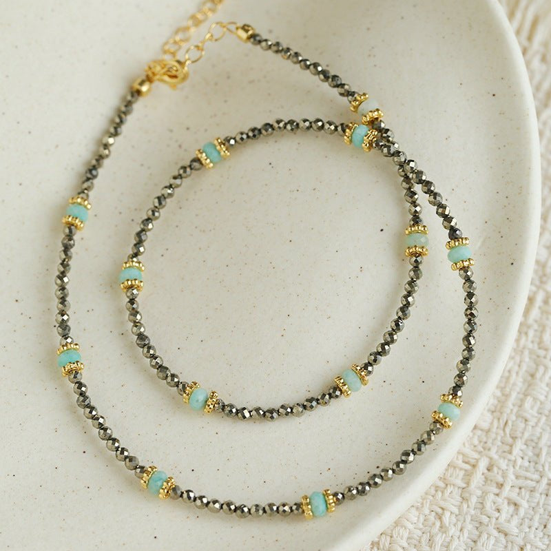 Amazonite & Pyrite Beaded Necklace - floysun