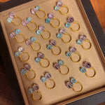Amethyst and Blue Topaz Pumpkin Bead Twisted Open Ring - floysun