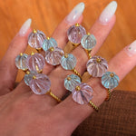 Amethyst and Blue Topaz Pumpkin Bead Twisted Open Ring - floysun