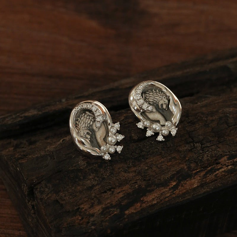 Ancient Coin Series 925 Sterling Silver Ancient Coin Earrings - floysun