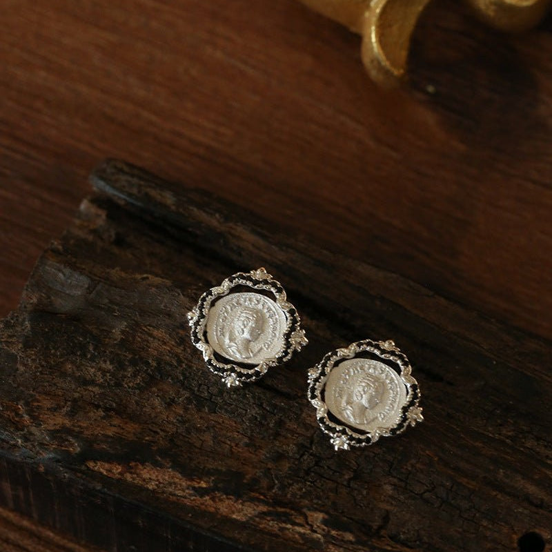 Ancient Coin Series 925 Sterling Silver Ancient Coin Earrings - floysun