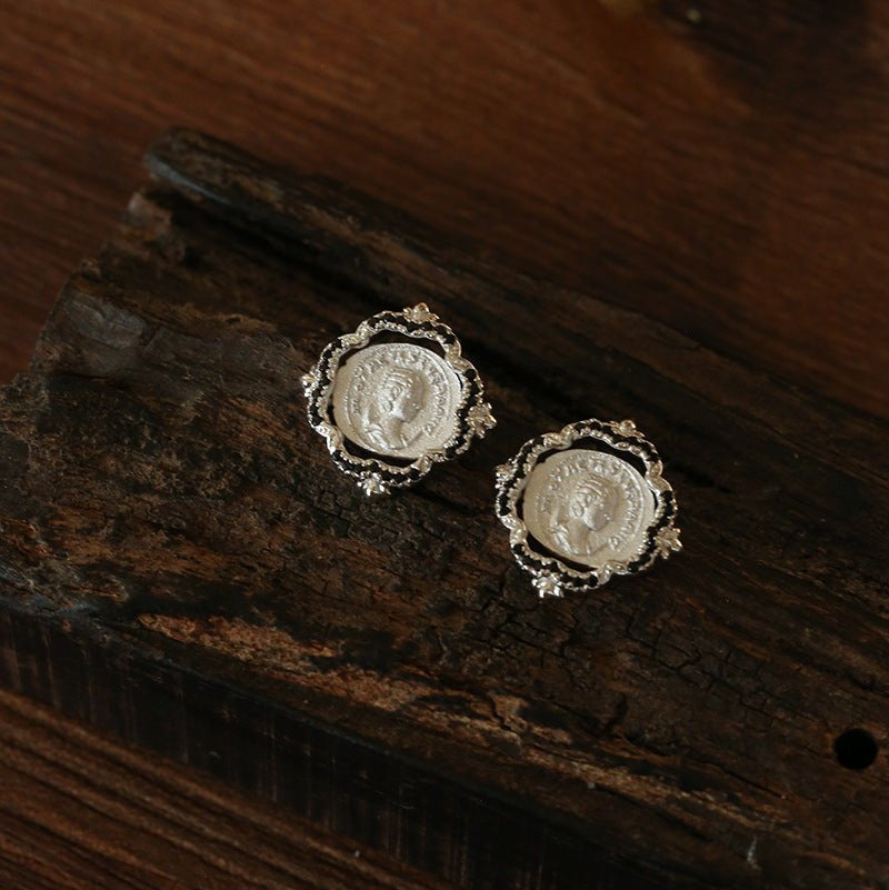Ancient Coin Series 925 Sterling Silver Ancient Coin Earrings - floysun