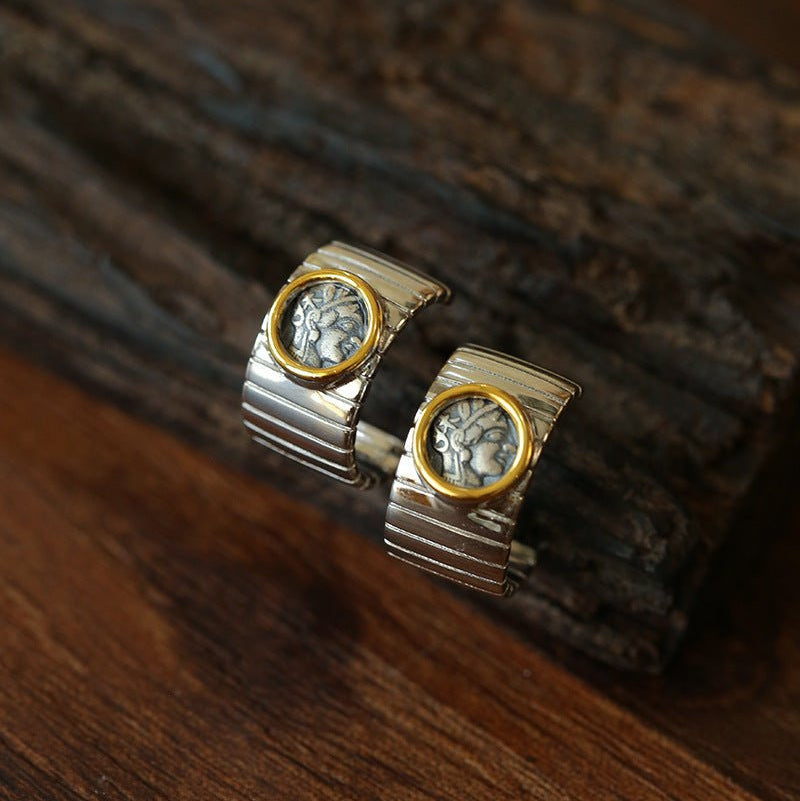 Ancient Coin Series 925 Sterling Silver Ancient Coin Earrings - floysun