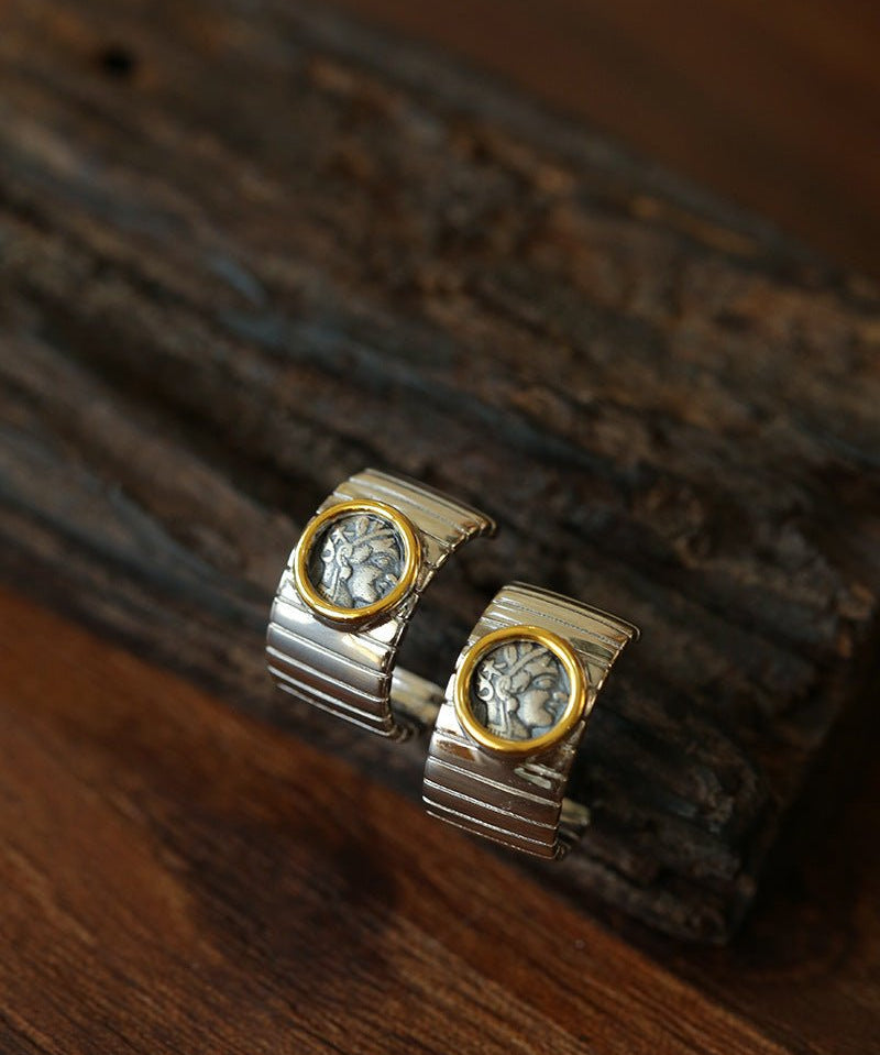 Ancient Coin Series 925 Sterling Silver Ancient Coin Earrings - floysun