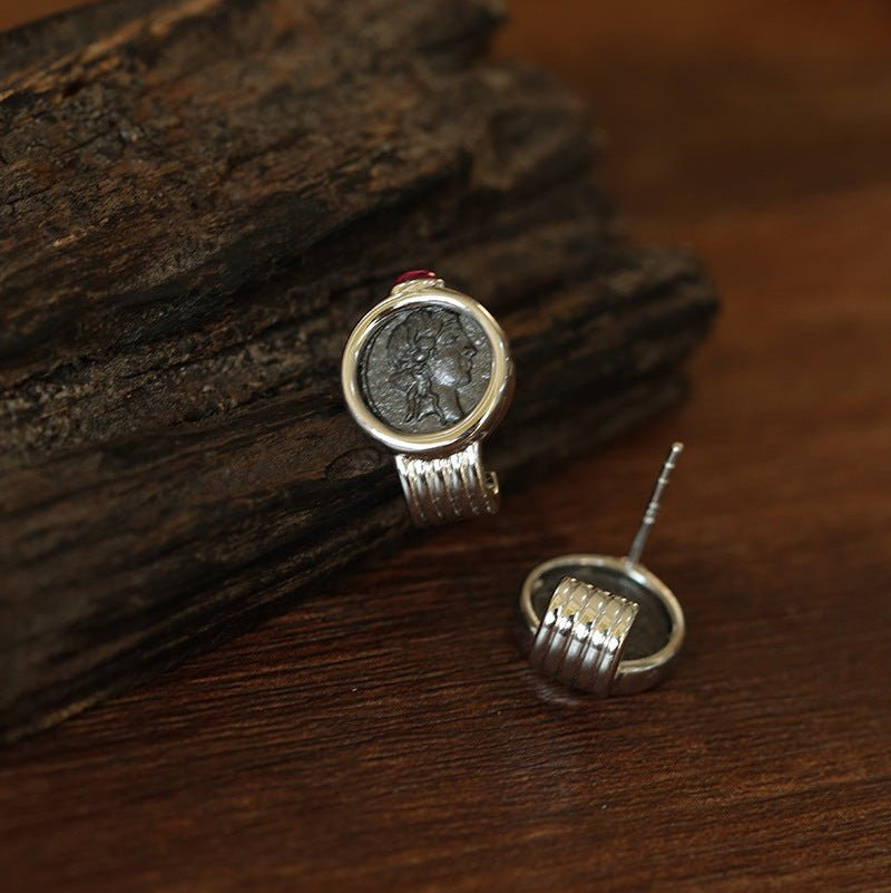 Ancient Coin Series 925 Sterling Silver Ancient Coin Earrings - floysun