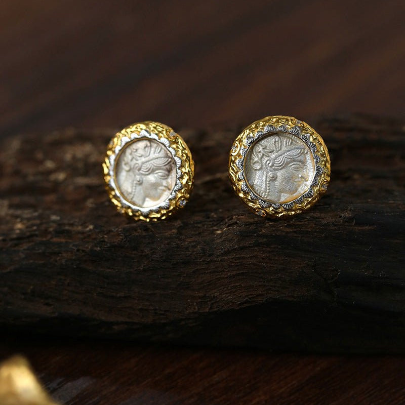 Ancient Coin Series Athena Goddess Coin Earrings Collection - floysun