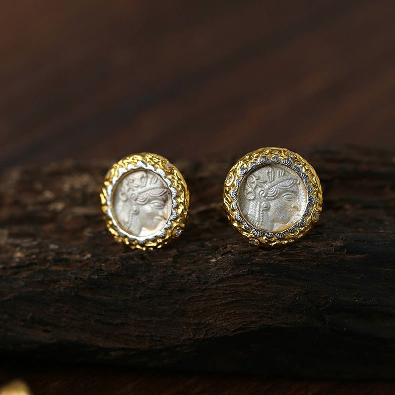 Ancient Coin Series Athena Goddess Coin Earrings Collection - floysun