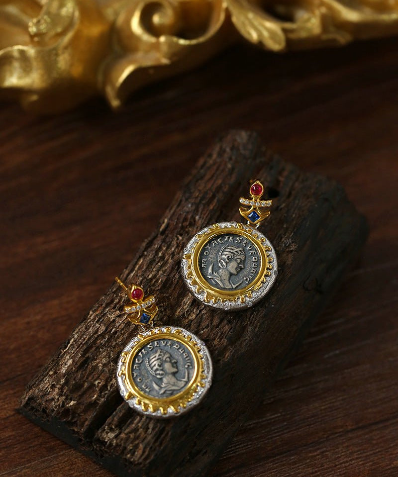 Ancient Coin Series Athena Goddess Coin Earrings Collection - floysun