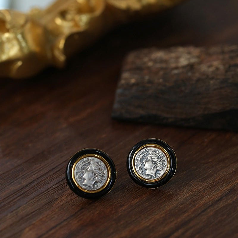 Ancient Coin Series Athena Goddess Coin Earrings Collection - floysun