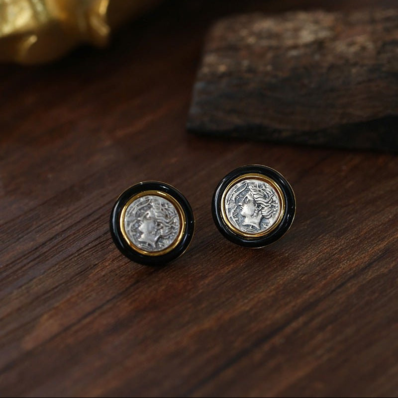 Ancient Coin Series Athena Goddess Coin Earrings Collection - floysun