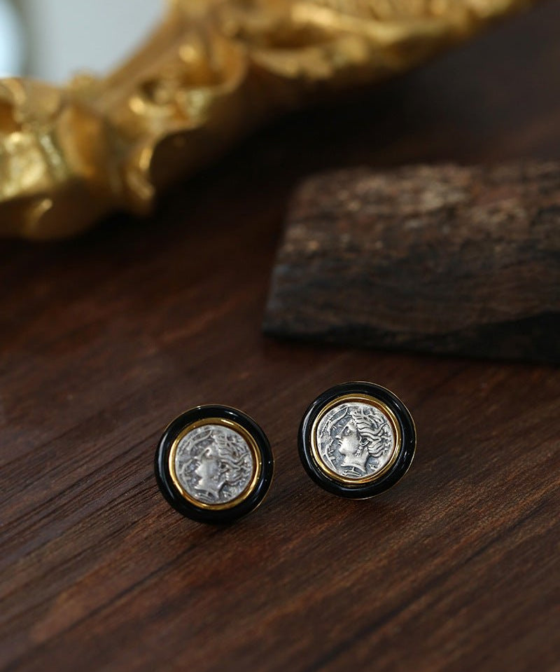 Ancient Coin Series Athena Goddess Coin Earrings Collection - floysun