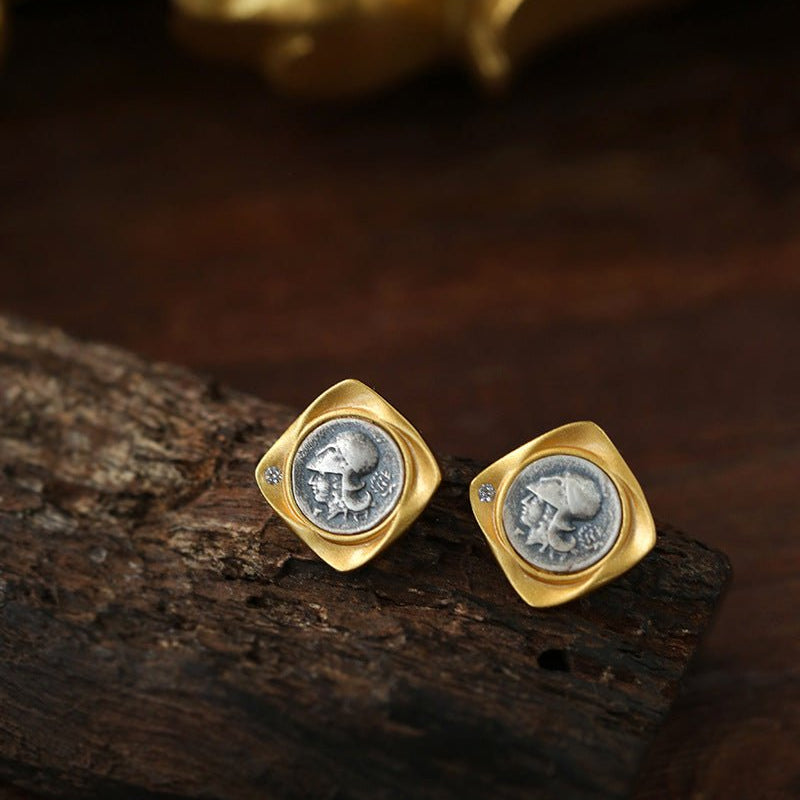 Ancient Coin Series Athena Goddess Coin Earrings Collection - floysun