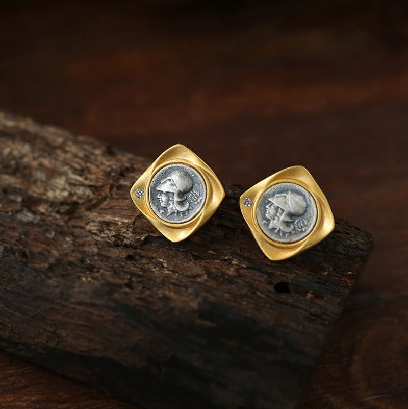 Ancient Coin Series Athena Goddess Coin Earrings Collection - floysun