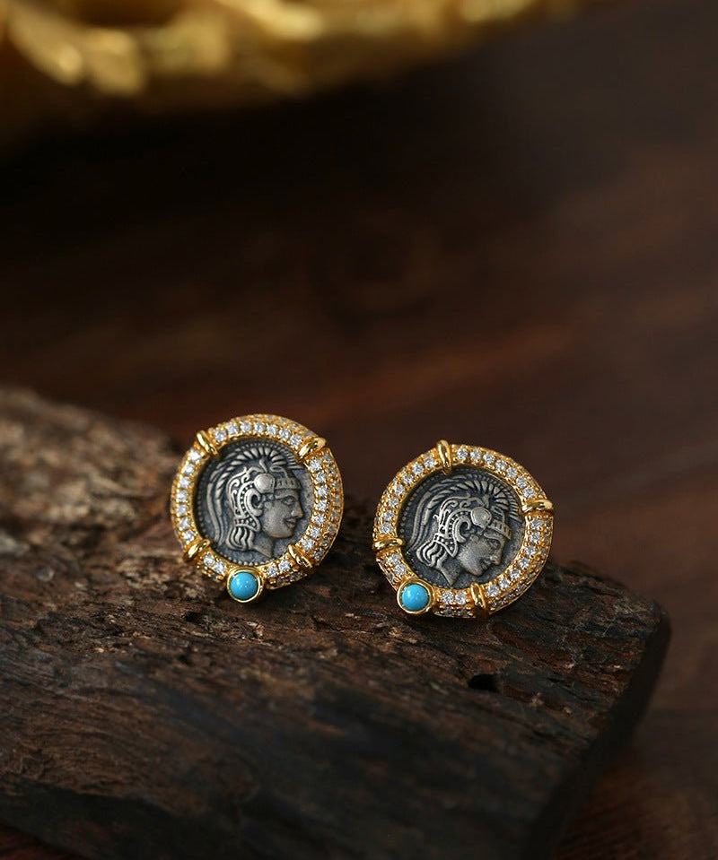 Ancient Coin Series Athena Goddess Coin Earrings Collection - floysun