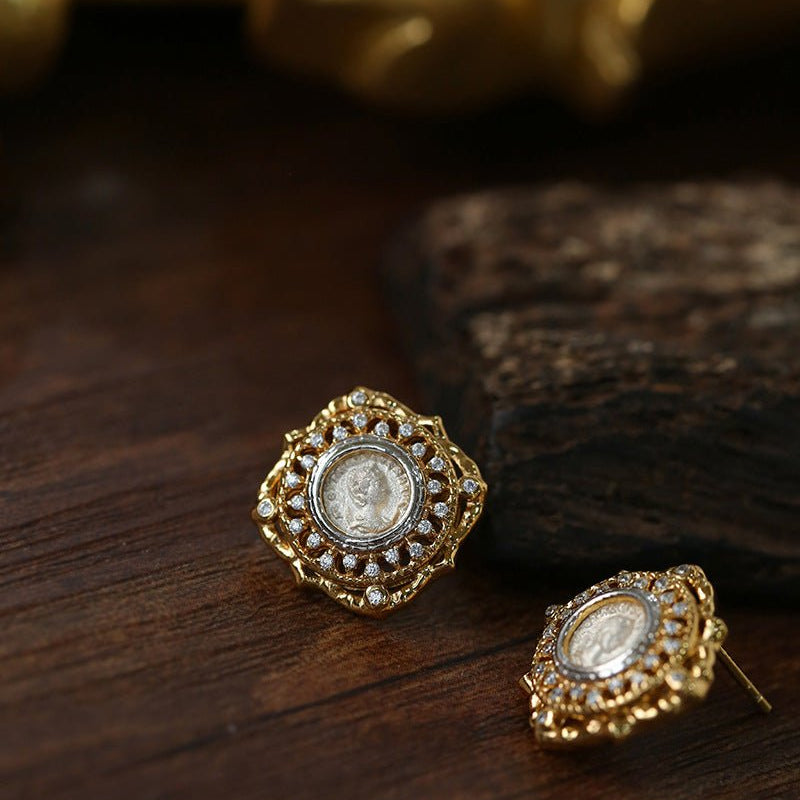 Ancient Coin Series Athena Goddess Coin Earrings Collection - floysun