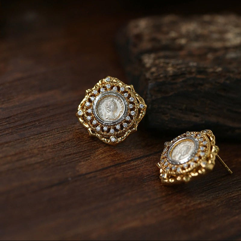 Ancient Coin Series Athena Goddess Coin Earrings Collection - floysun