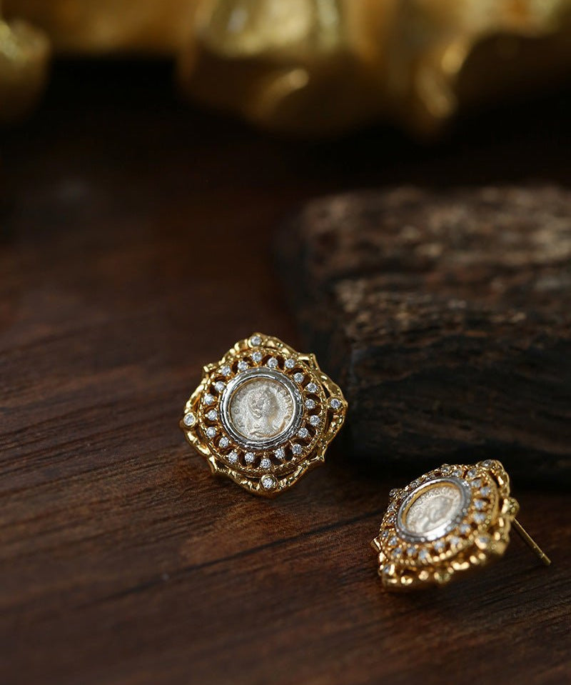 Ancient Coin Series Athena Goddess Coin Earrings Collection - floysun