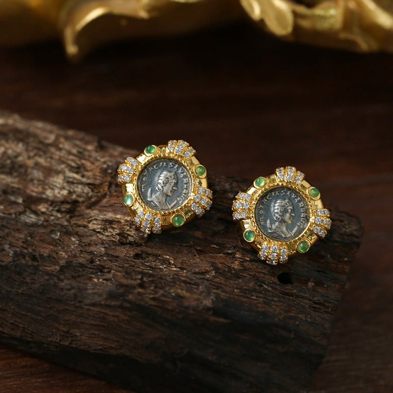 Ancient Coin Series Athena Goddess Coin Earrings Collection - floysun