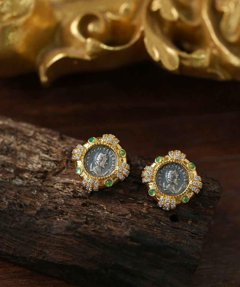 Ancient Coin Series Athena Goddess Coin Earrings Collection - floysun