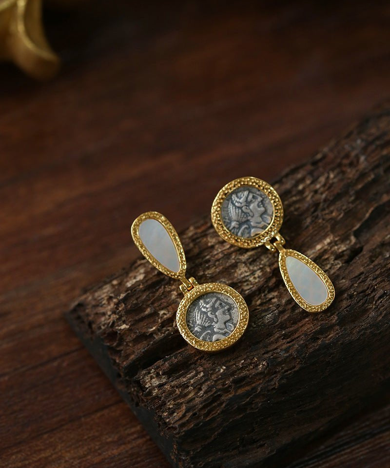 Ancient Coin Series Athena Goddess Coin Earrings Collection - floysun