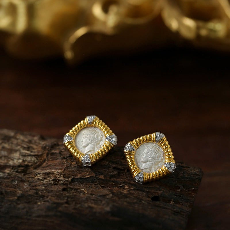 Ancient Coin Series Athena Goddess Coin Earrings Collection - floysun