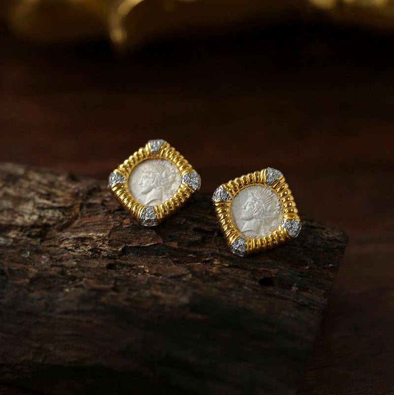 Ancient Coin Series Athena Goddess Coin Earrings Collection - floysun