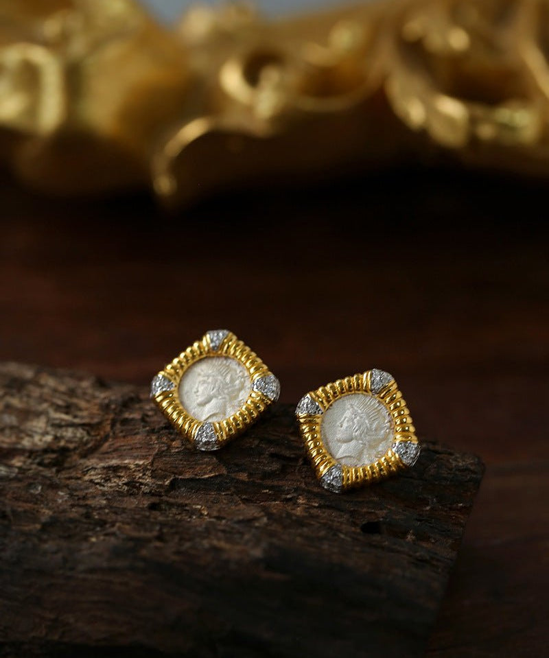 Ancient Coin Series Athena Goddess Coin Earrings Collection - floysun