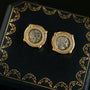Ancient Greek Retro 925 Silver Coin Stud Earrings - Type D - floysun