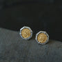 Ancient Greek Retro 925 Silver Coin Stud Earrings - Type F - floysun