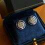 Ancient Greek Retro Blue 925 Silver Coin Stud Earrings - Type J - floysun