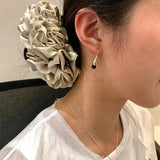 Angelite and Black Onyx Flower Bud Drop Earrings - floysun