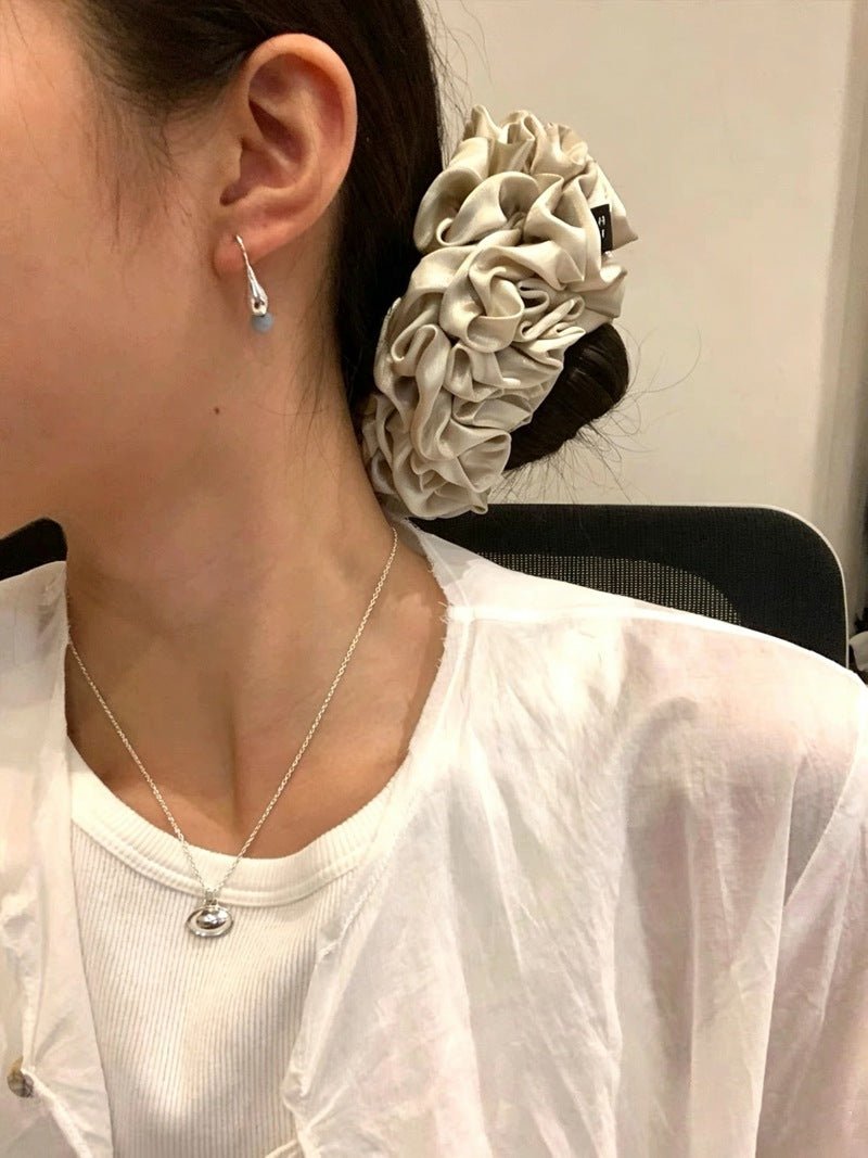 Angelite and Black Onyx Flower Bud Drop Earrings - floysun