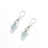 Angelite and Black Onyx Flower Bud Drop Earrings - floysun