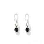 Angelite and Black Onyx Flower Bud Drop Earrings - floysun