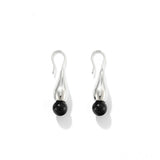 Angelite and Black Onyx Flower Bud Drop Earrings - floysun
