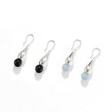 Angelite and Black Onyx Flower Bud Drop Earrings - floysun
