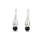 Angelite and Black Onyx Flower Bud Drop Earrings - floysun