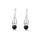 Angelite and Black Onyx Flower Bud Drop Earrings - floysun
