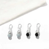 Angelite and Black Onyx Flower Bud Drop Earrings - floysun