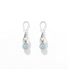 Angelite and Black Onyx Flower Bud Drop Earrings - floysun