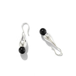 Angelite and Black Onyx Flower Bud Drop Earrings - floysun