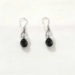 Angelite and Black Onyx Flower Bud Drop Earrings - floysun
