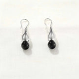 Angelite and Black Onyx Flower Bud Drop Earrings - floysun
