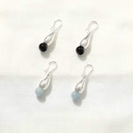 Angelite and Black Onyx Flower Bud Drop Earrings - floysun