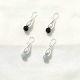 Angelite and Black Onyx Flower Bud Drop Earrings - floysun