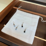 Angelite and Black Onyx Flower Bud Drop Earrings - floysun